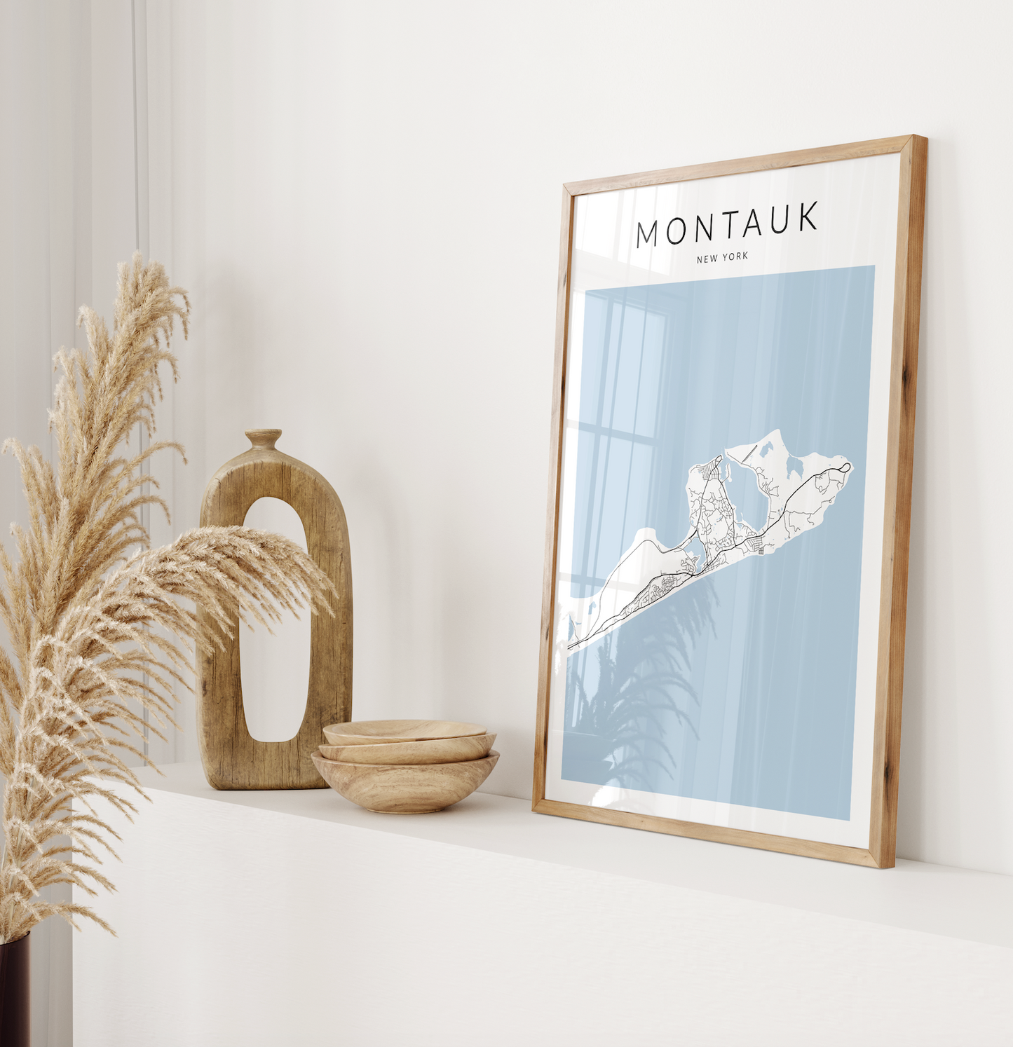 Montauk New York Minimalist Map Print - Blue