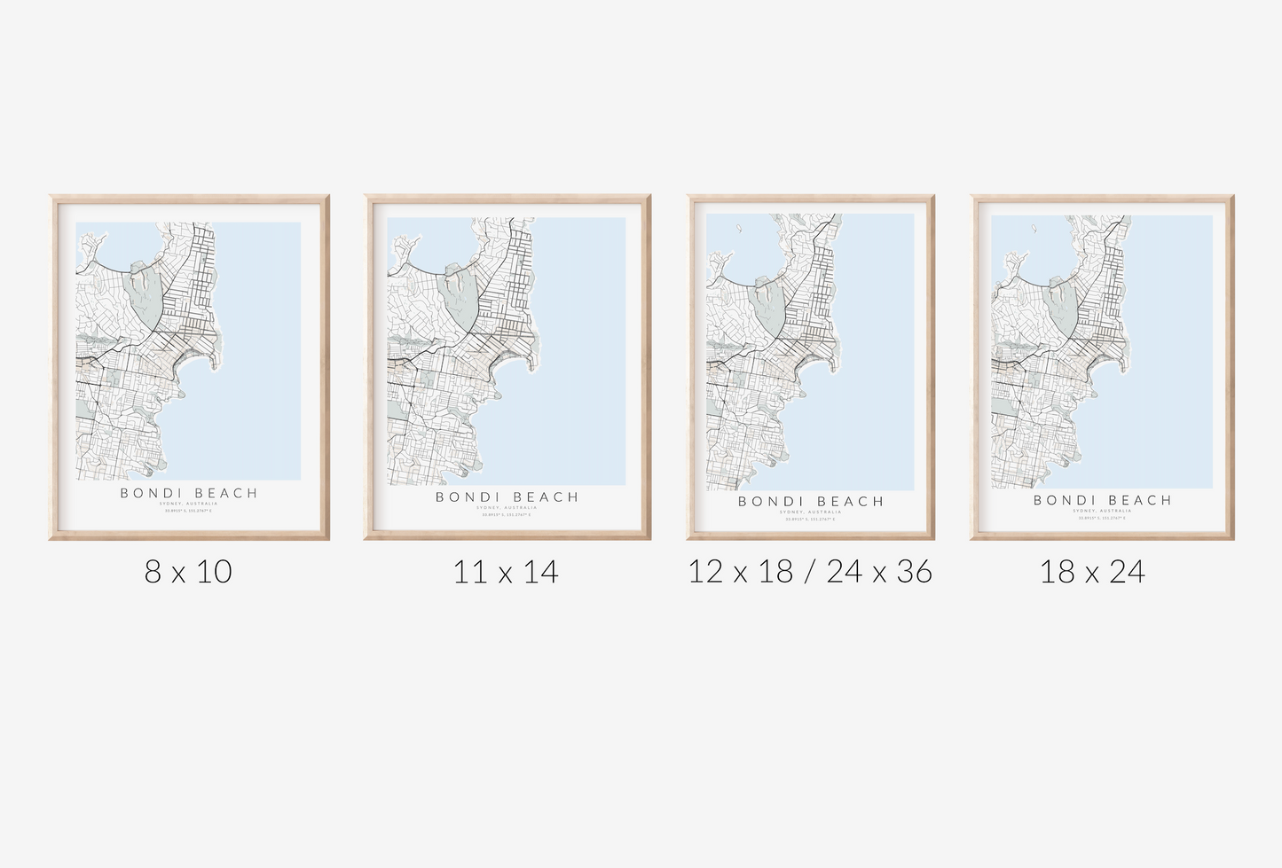 Bondi Beach Map Print
