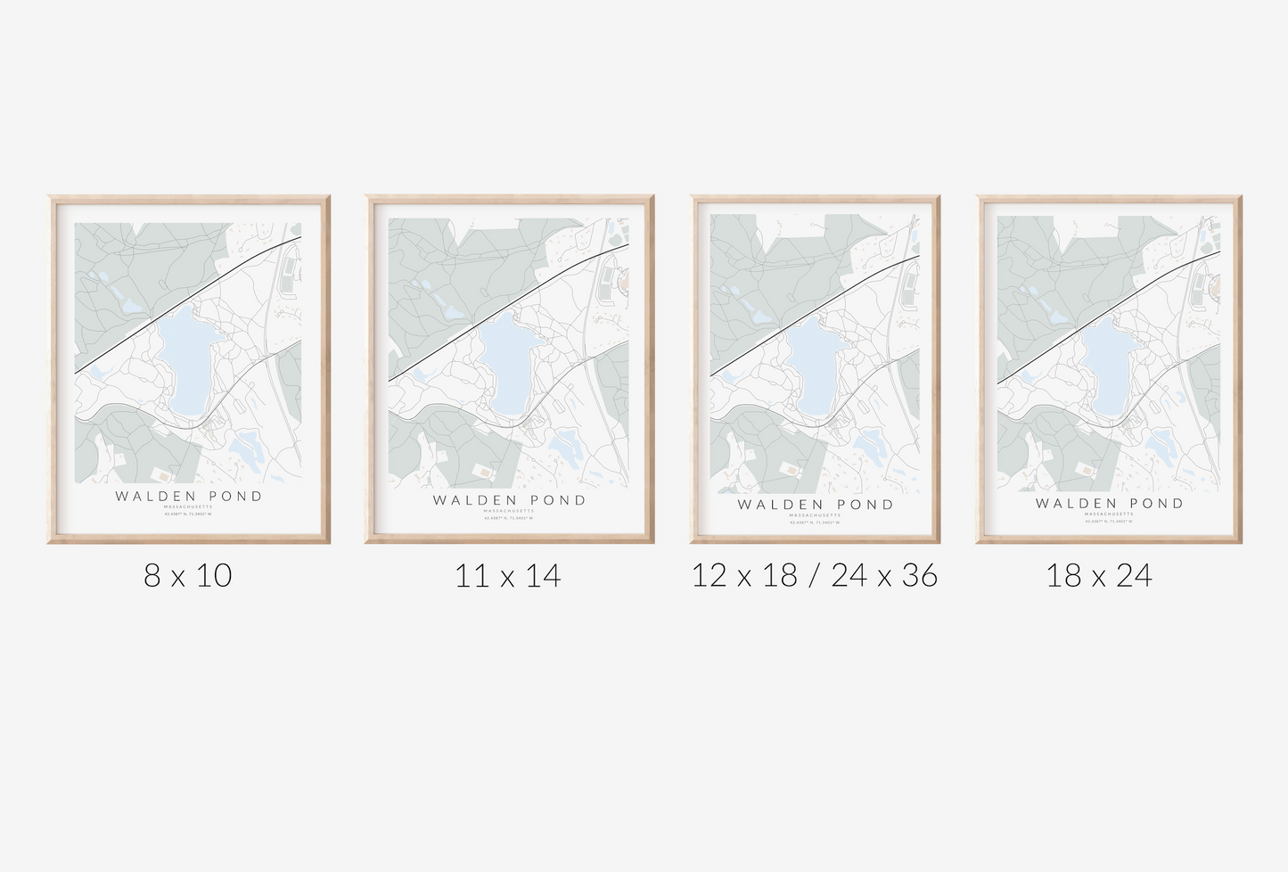 Walden Pond Map Print