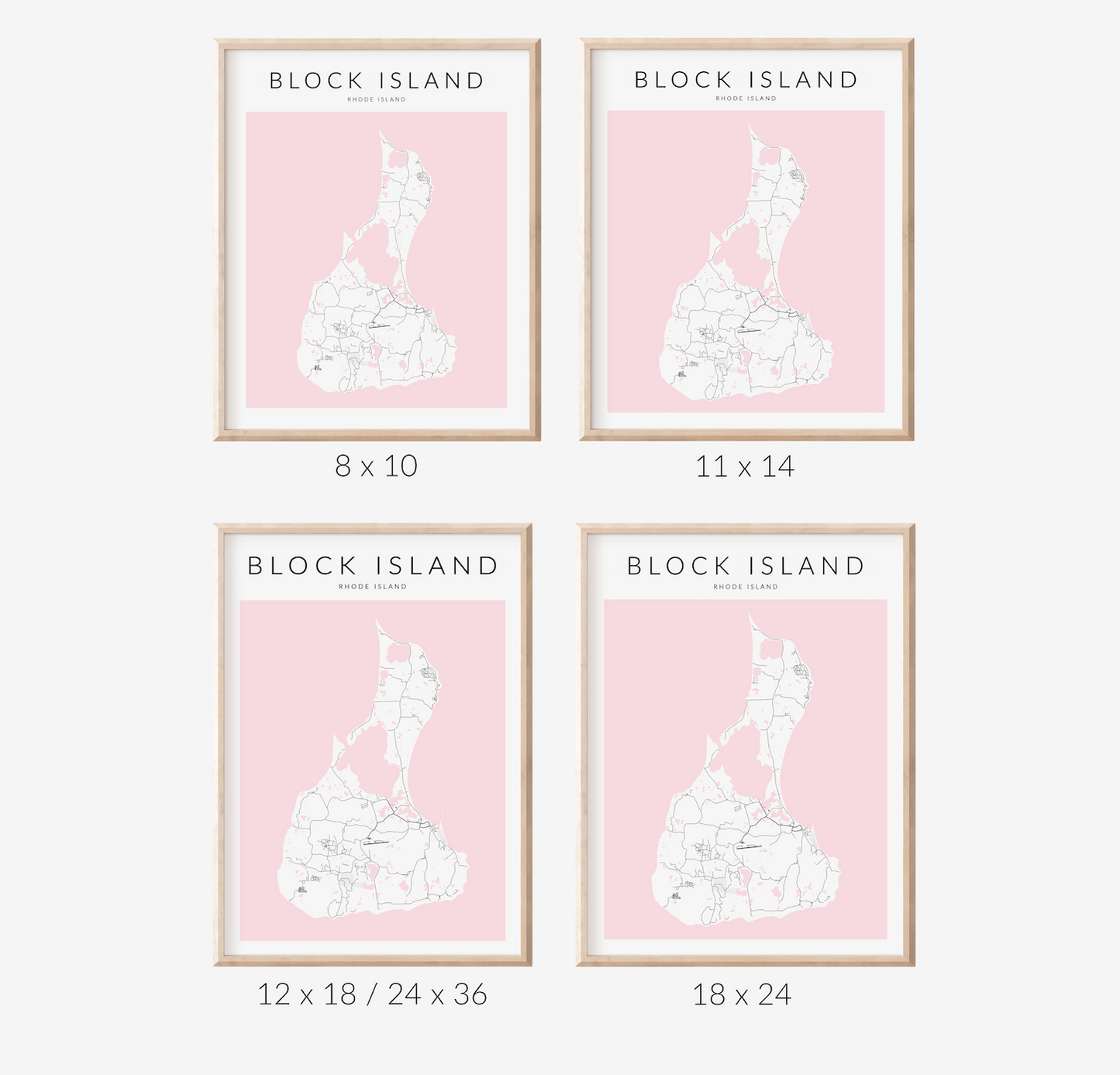 Block Island Minimalist Map Print