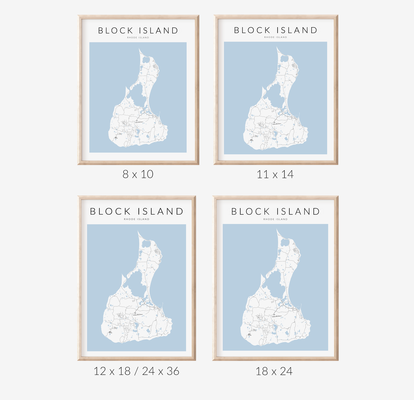 Block Island Minimalist Map Print