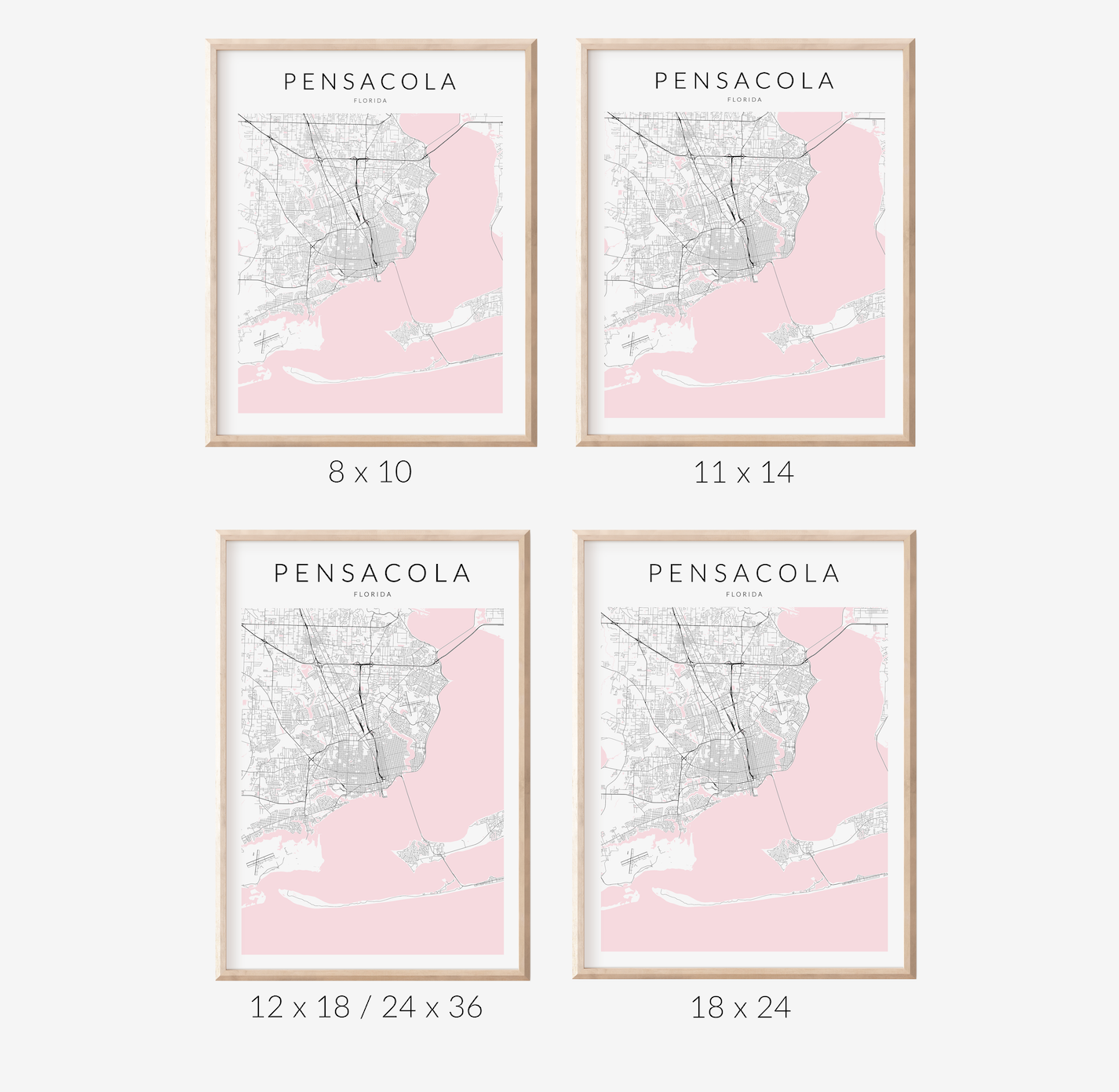 Pensacola Florida Minimalist Map Print