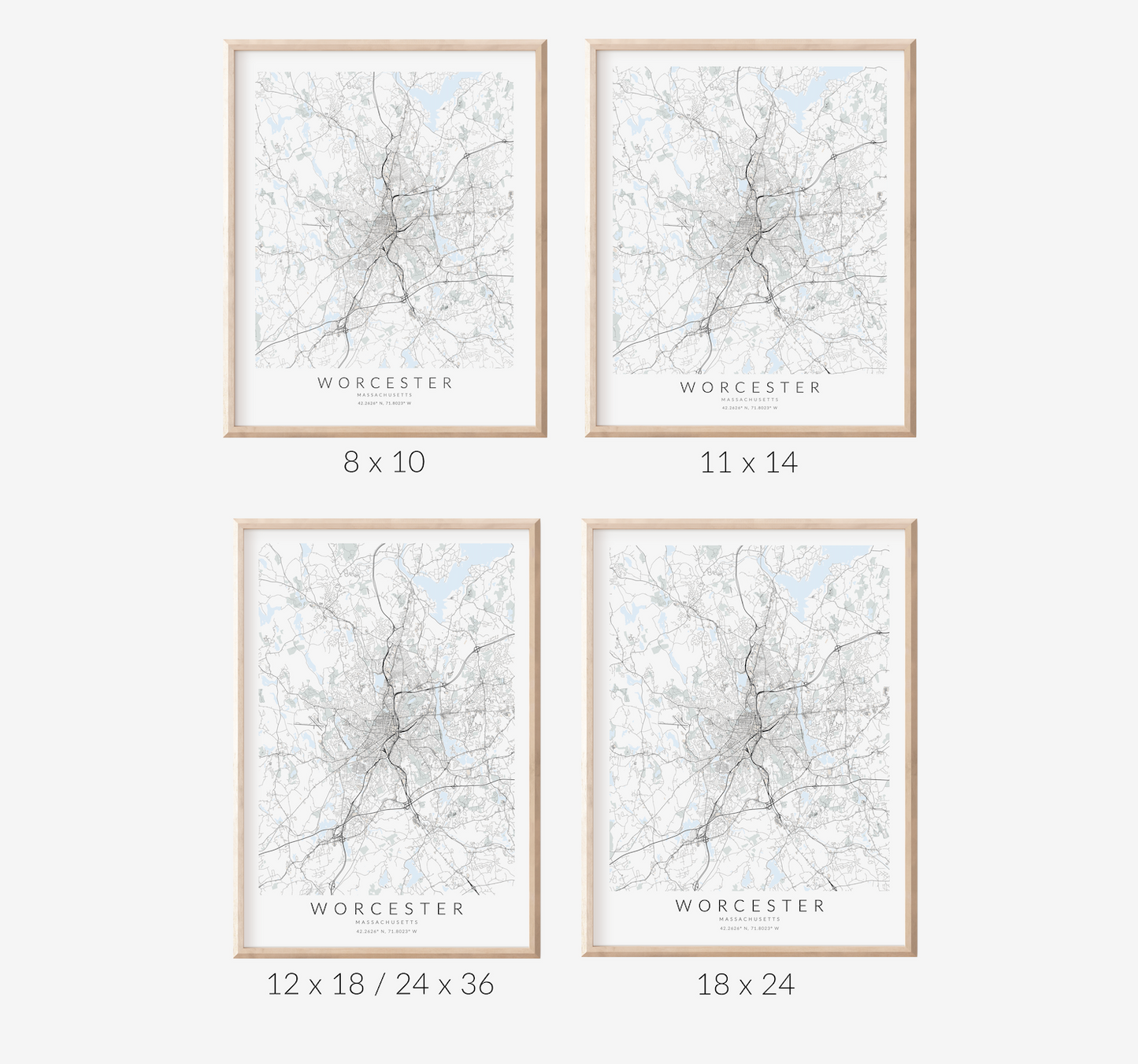 Worcester Massachusetts Map Print