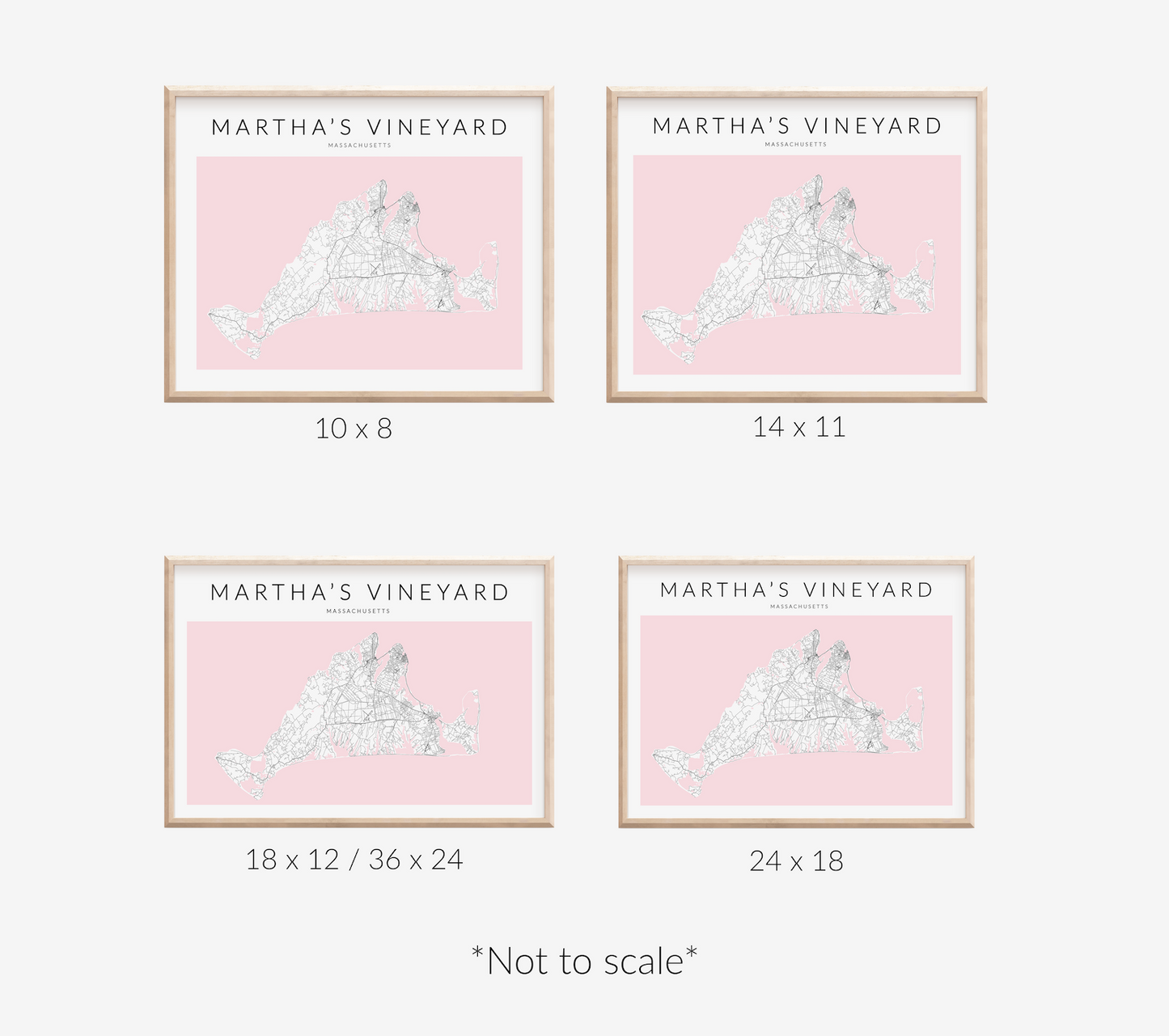 Martha's Vineyard Minimalist Map Print Landscape