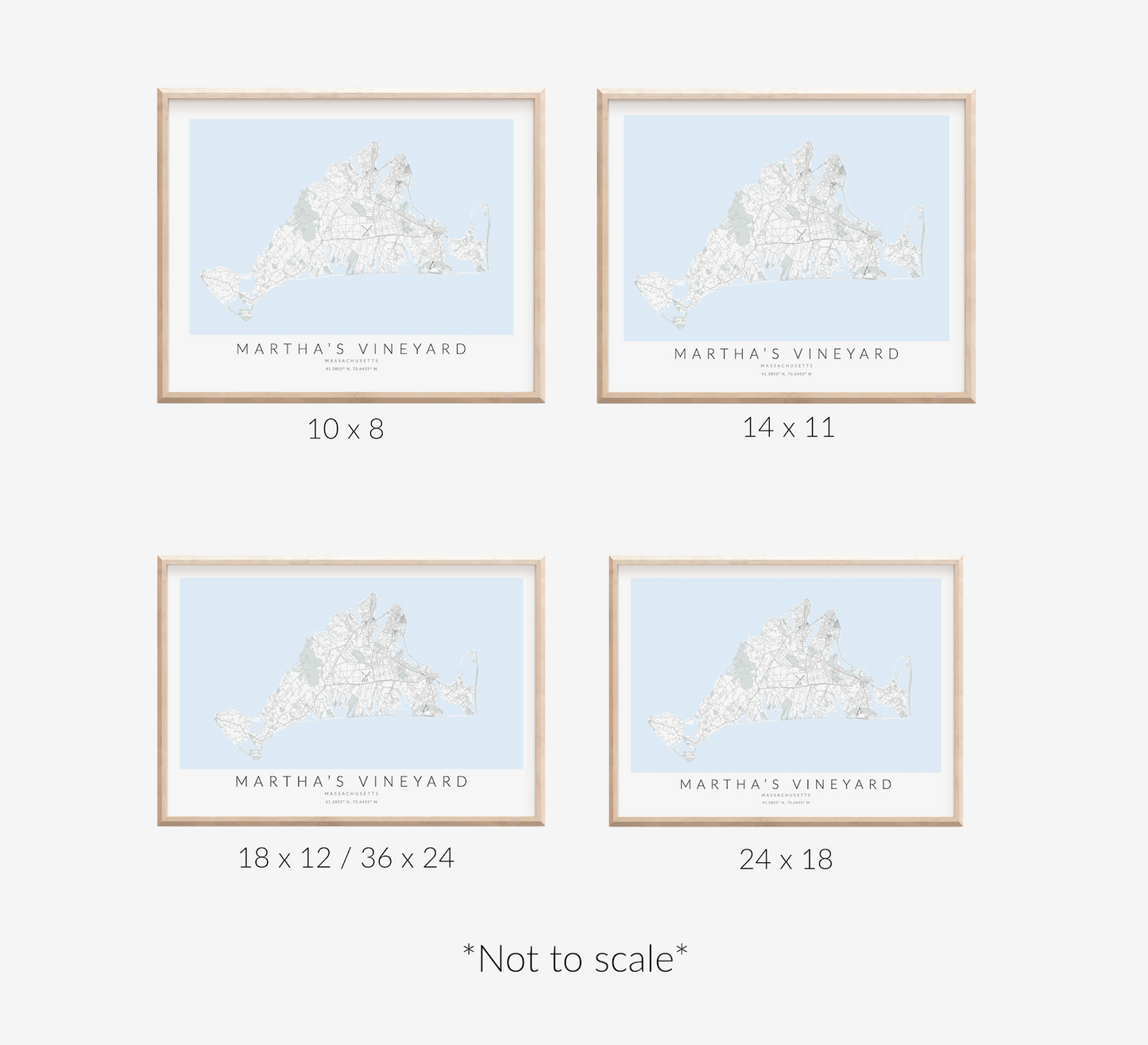 Martha's Vineyard Map Print Landscape