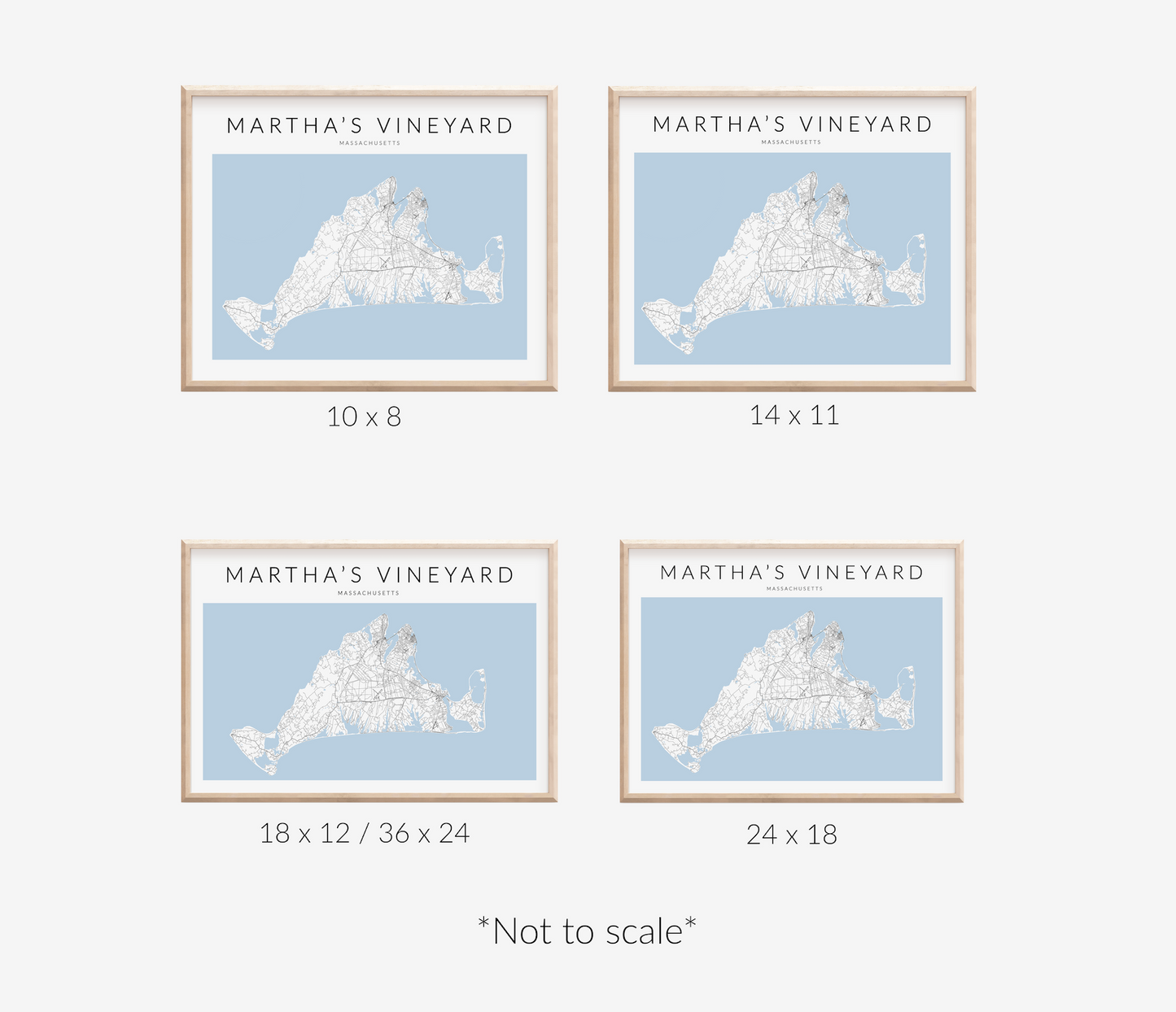 Martha's Vineyard Minimalist Map Print Landscape