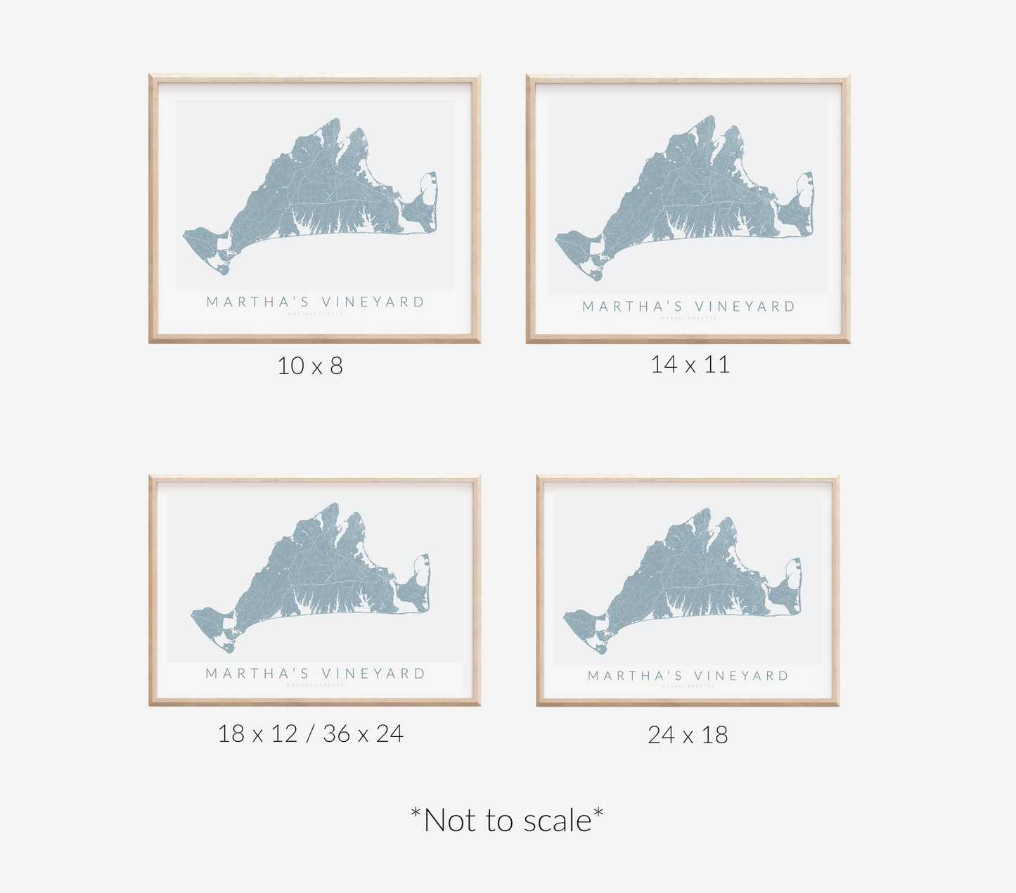 Martha's Vineyard Map Print Landscape