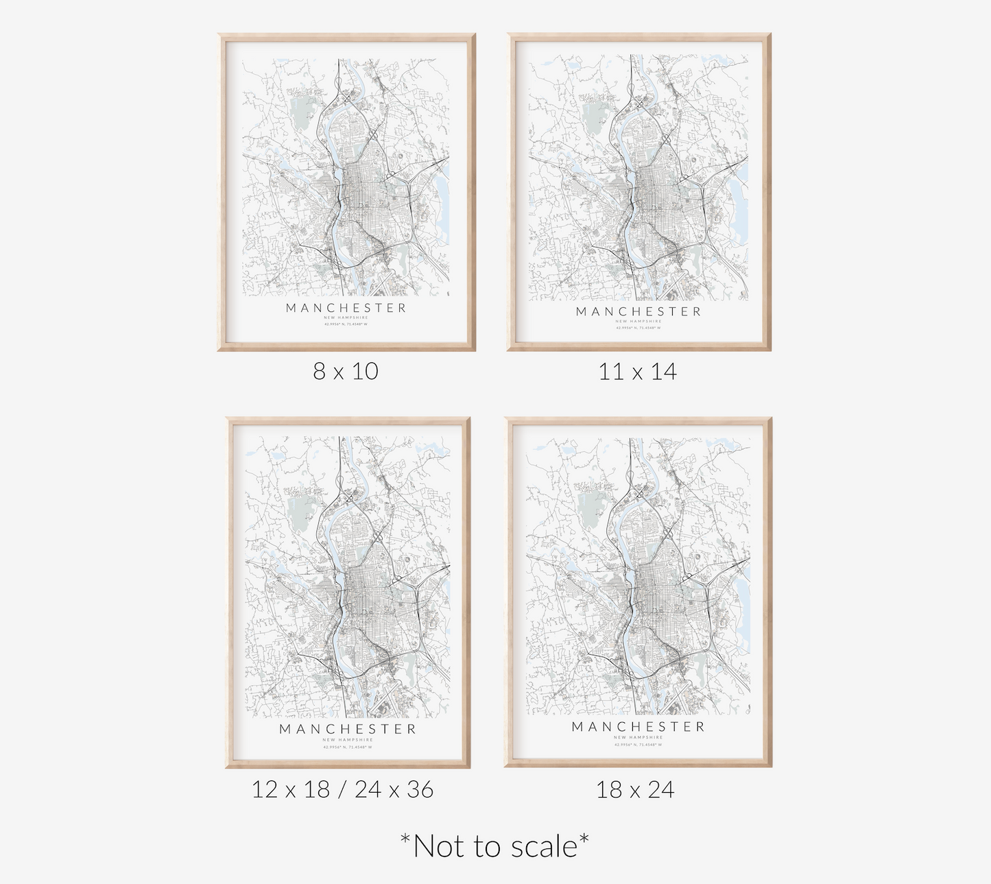 Manchester New Hampshire Map Print