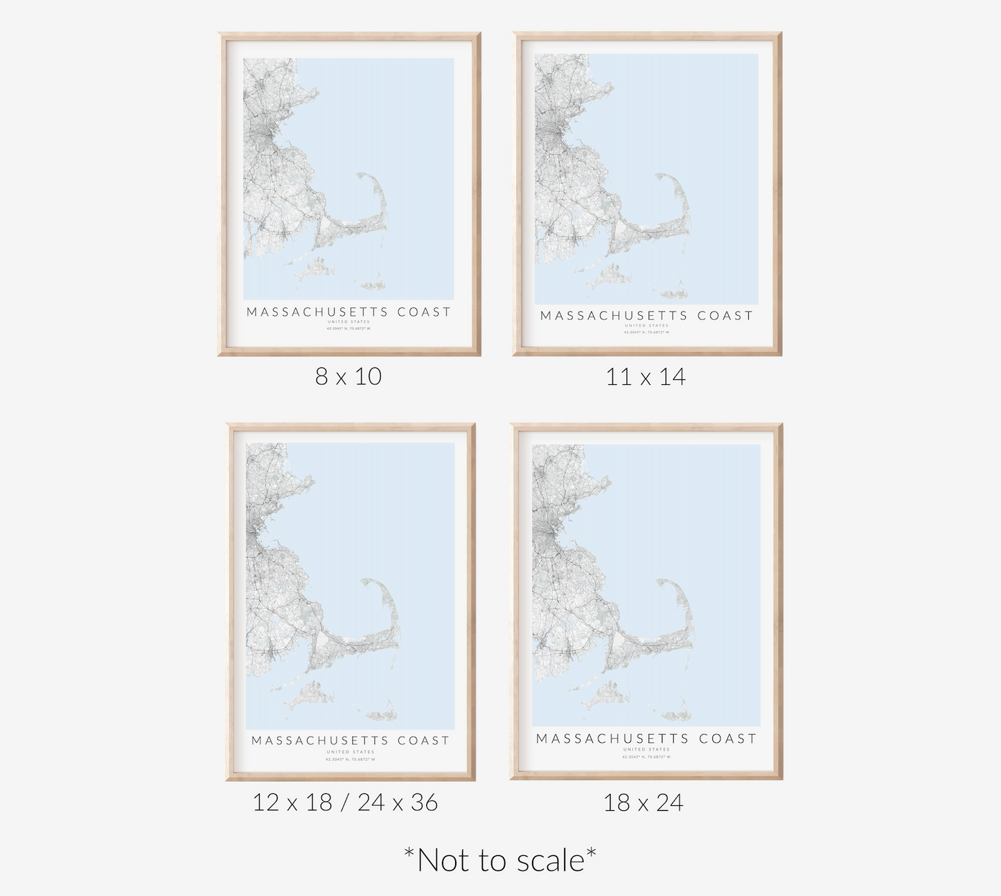 Massachusetts Coast Map Print