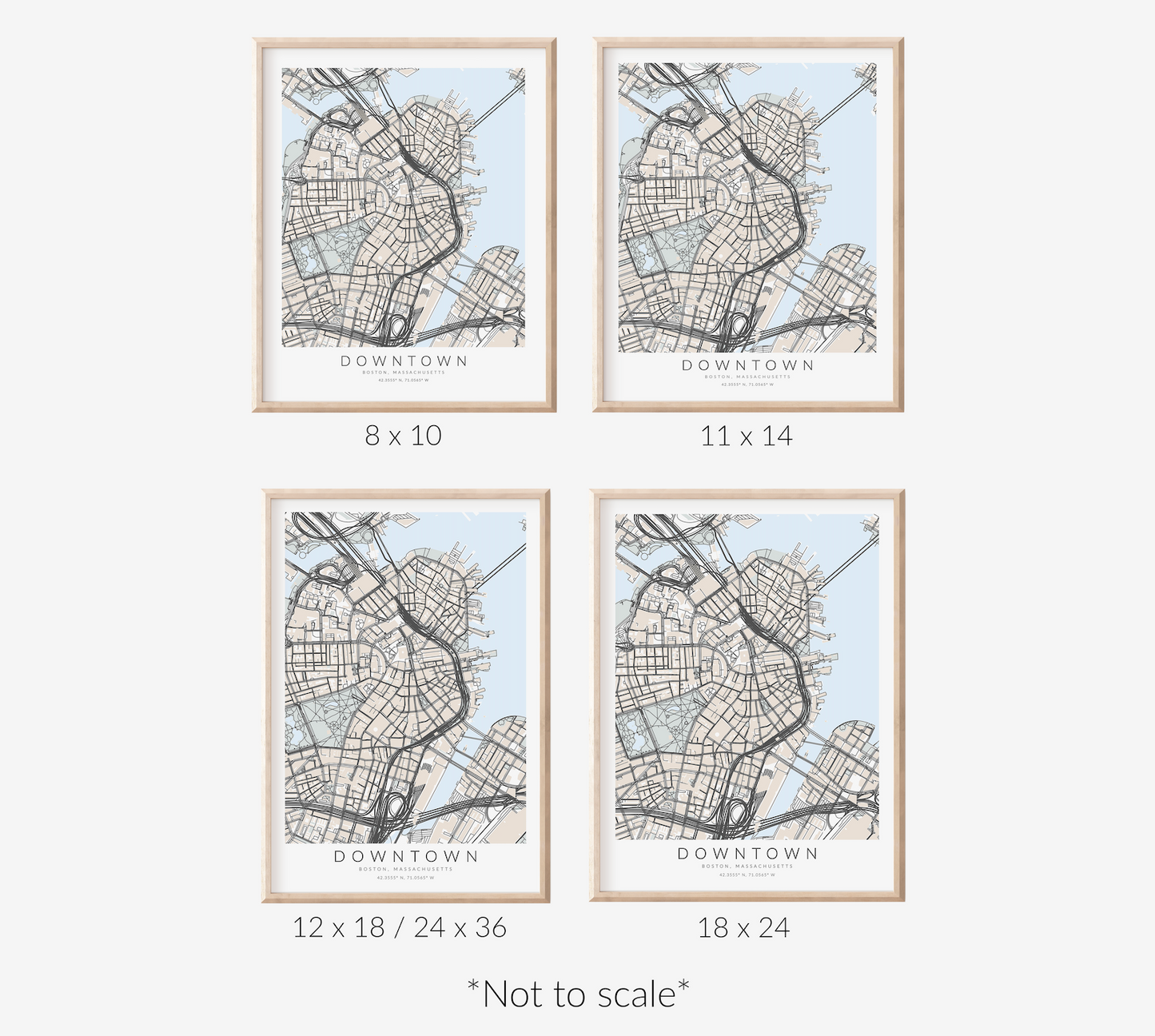 Downtown Boston Map Print