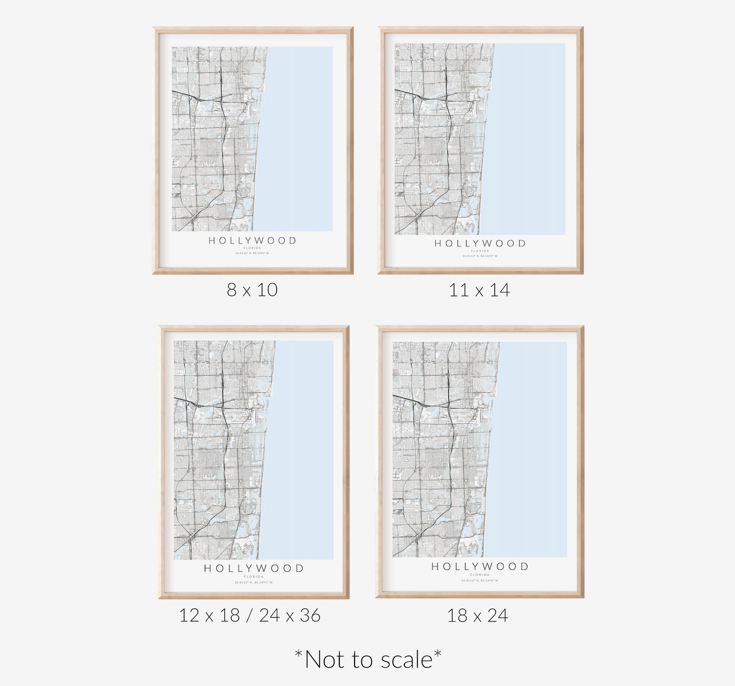 Hollywood Florida Map Print