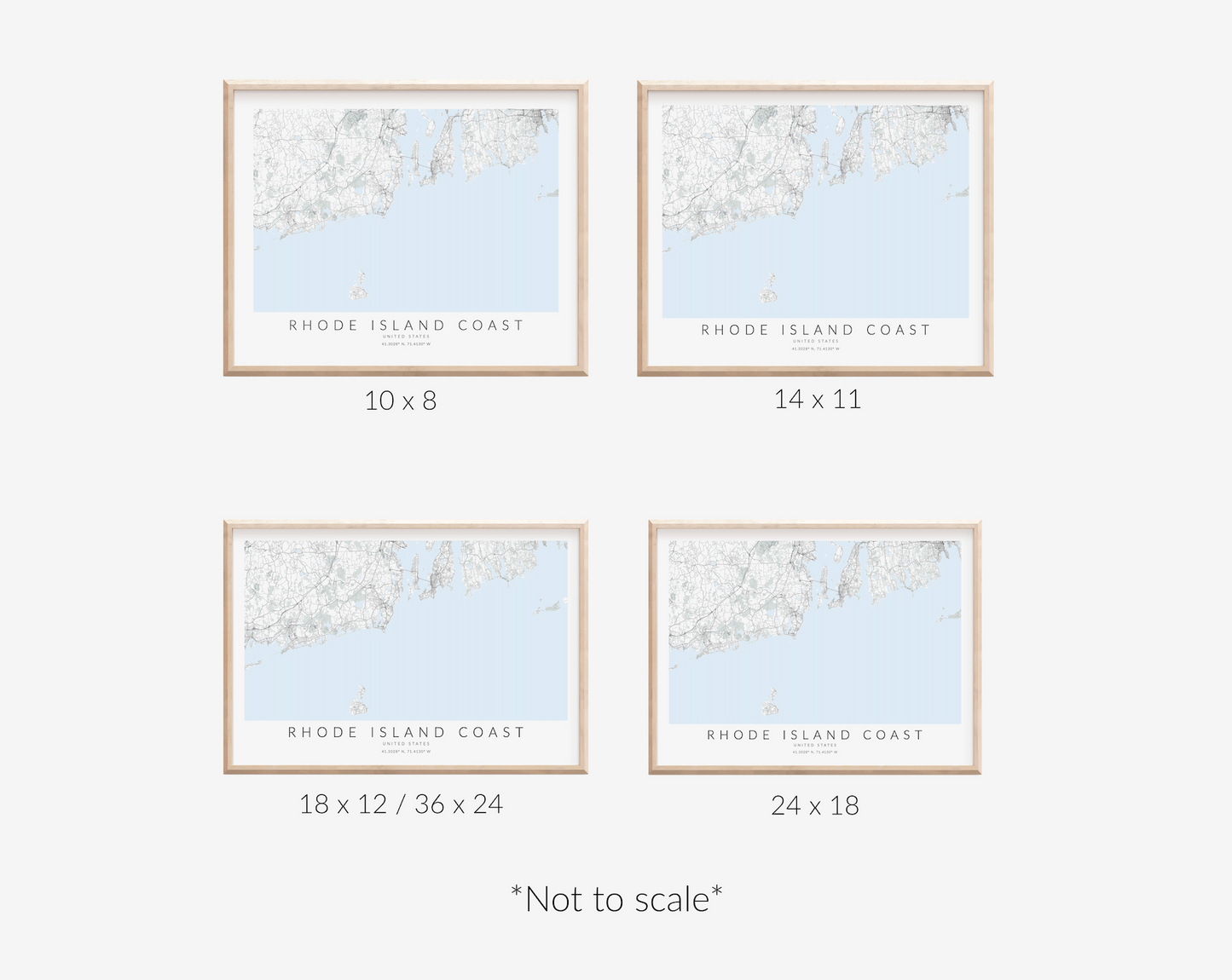 Rhode Island Coast Map Print