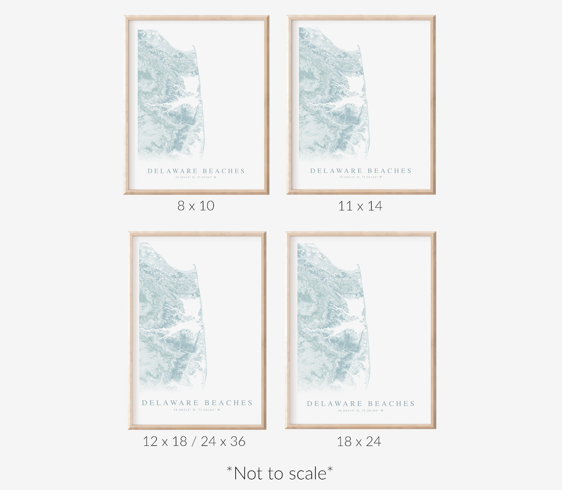 Delaware Beaches Map Print