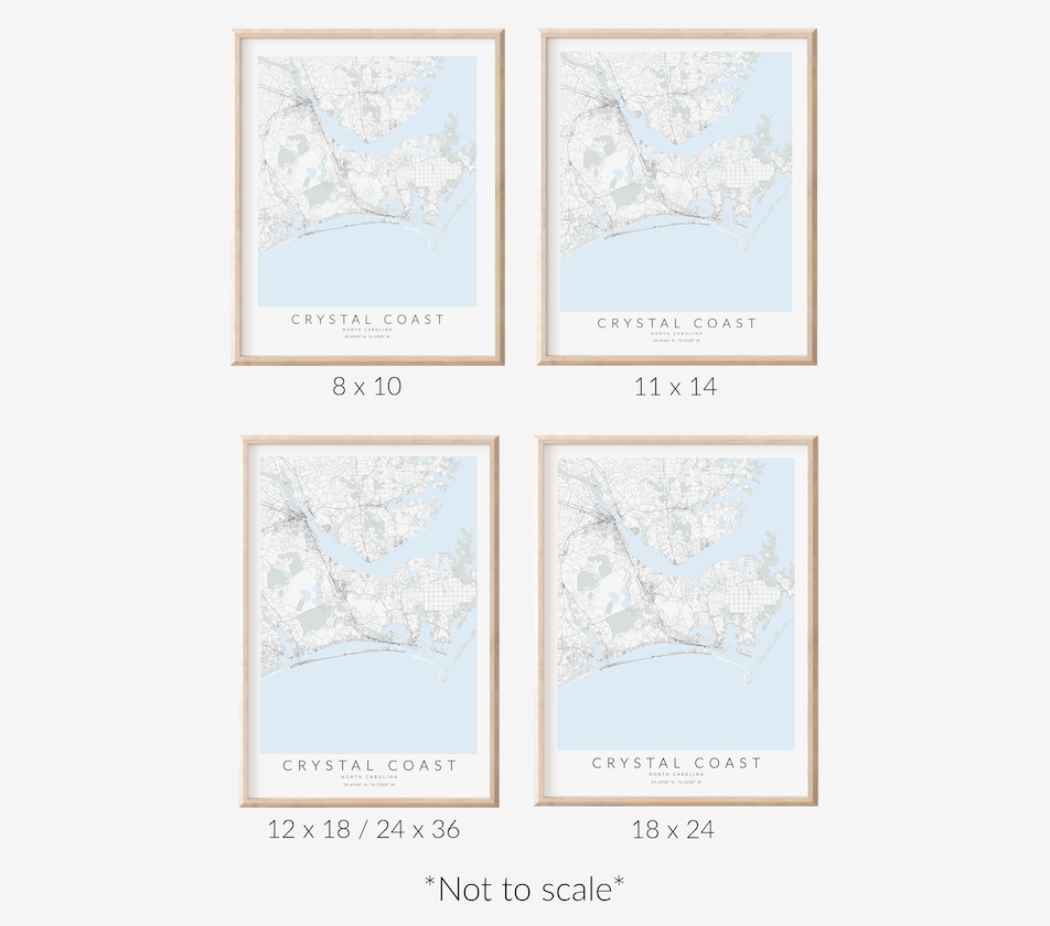 Crystal Coast NC Map Print