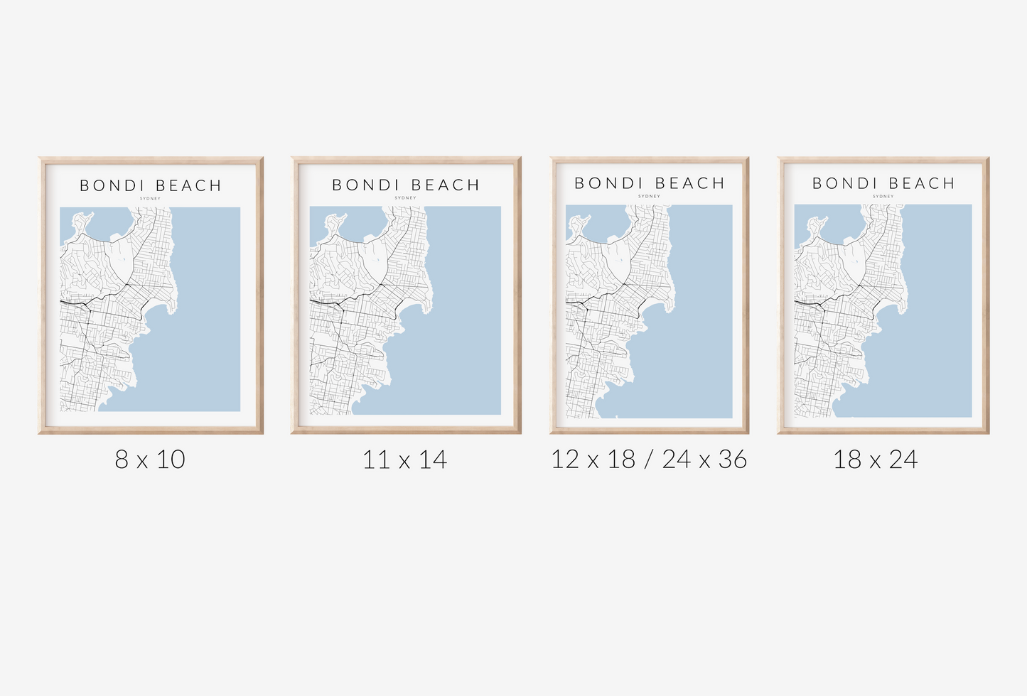 Bondi Beach Minimalist Map Print