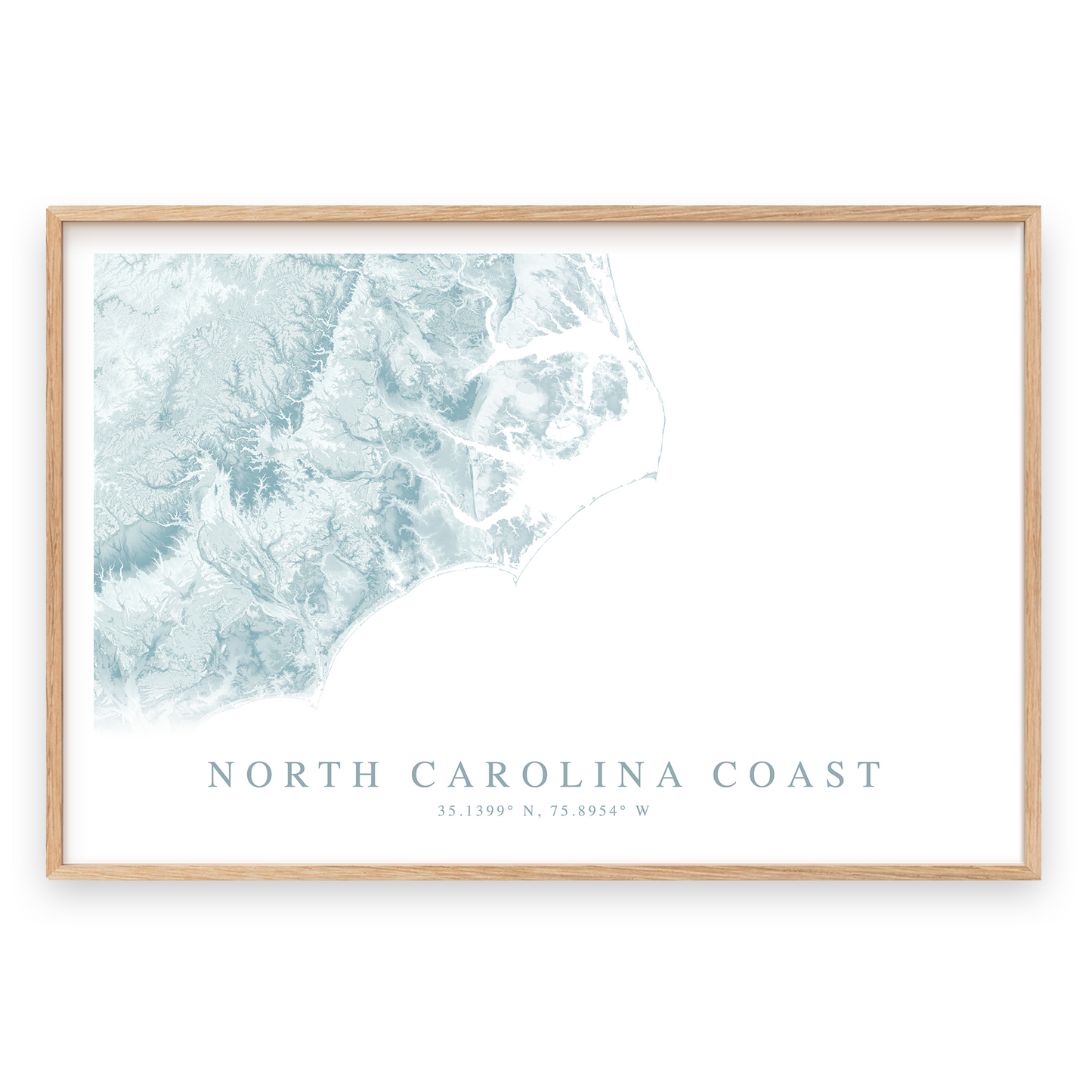 North Carolina Coast Map Print Landscape