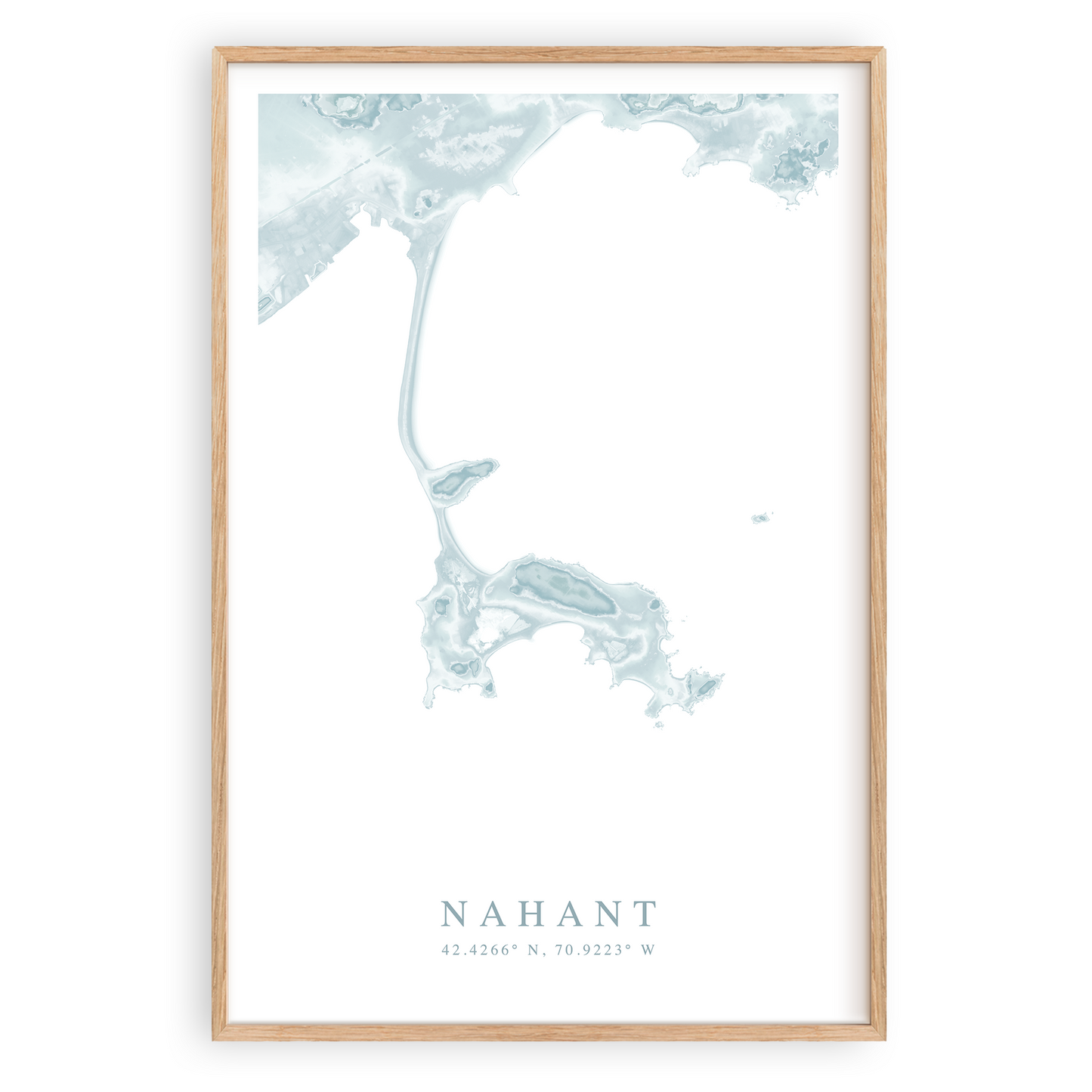 nahant massachusetts map poster in wood frame