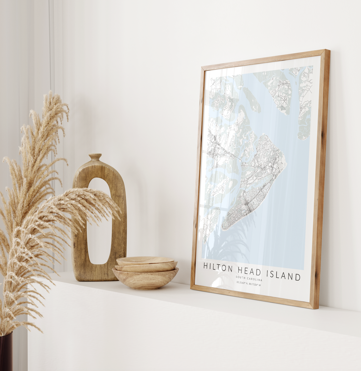 hilton head island print in wood frame