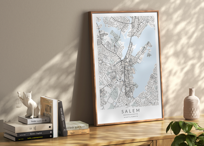 Salem Massachusetts Map Print