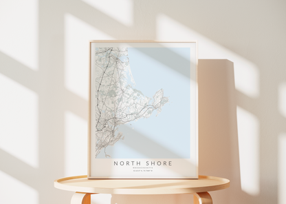 North Shore Massachusetts Map Print