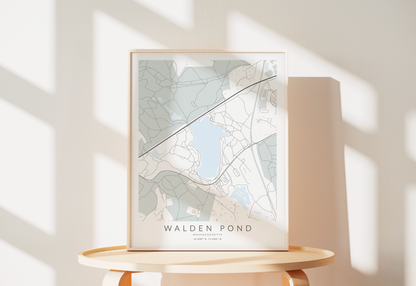 Walden Pond Map Print