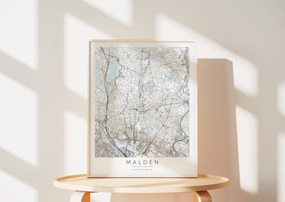 Malden Massachusetts Map Print