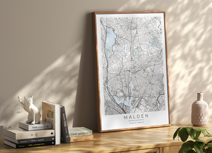 Malden Massachusetts Map Print