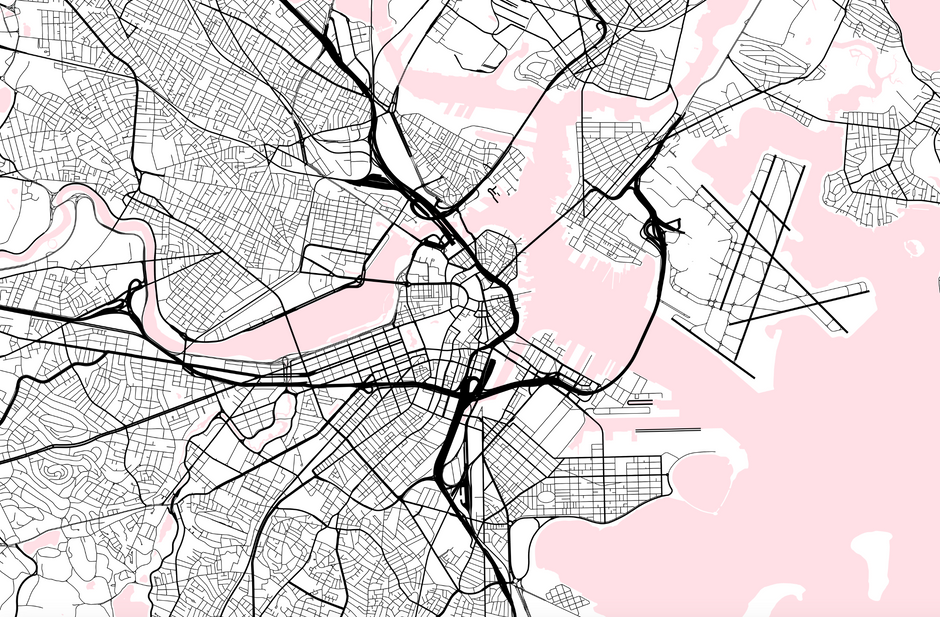 Pink Minimalist Maps VirtualMap