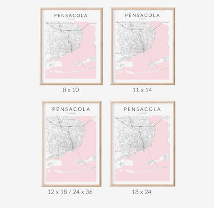 Pensacola Florida Minimalist Map Print
