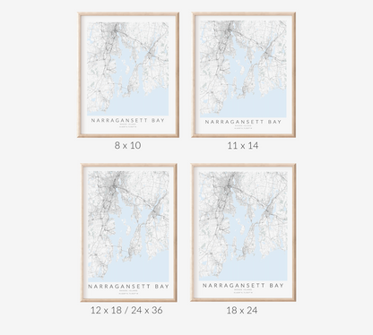 Narragansett Bay Map Print