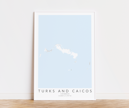 Turks and Caicos Map Print