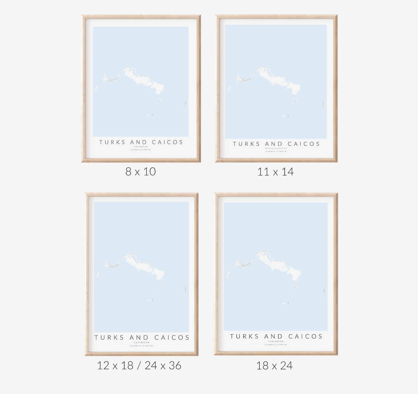 Turks and Caicos Map Print