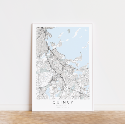 Quincy Massachusetts Map Print