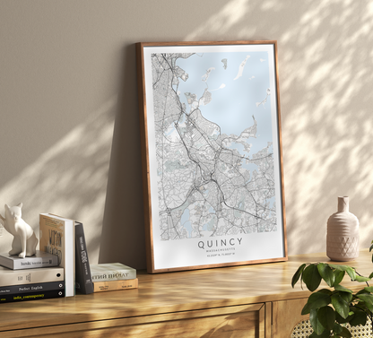 Quincy Massachusetts Map Print