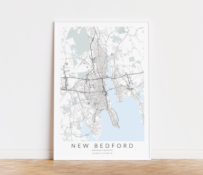 New Bedford Massachusetts Map Print