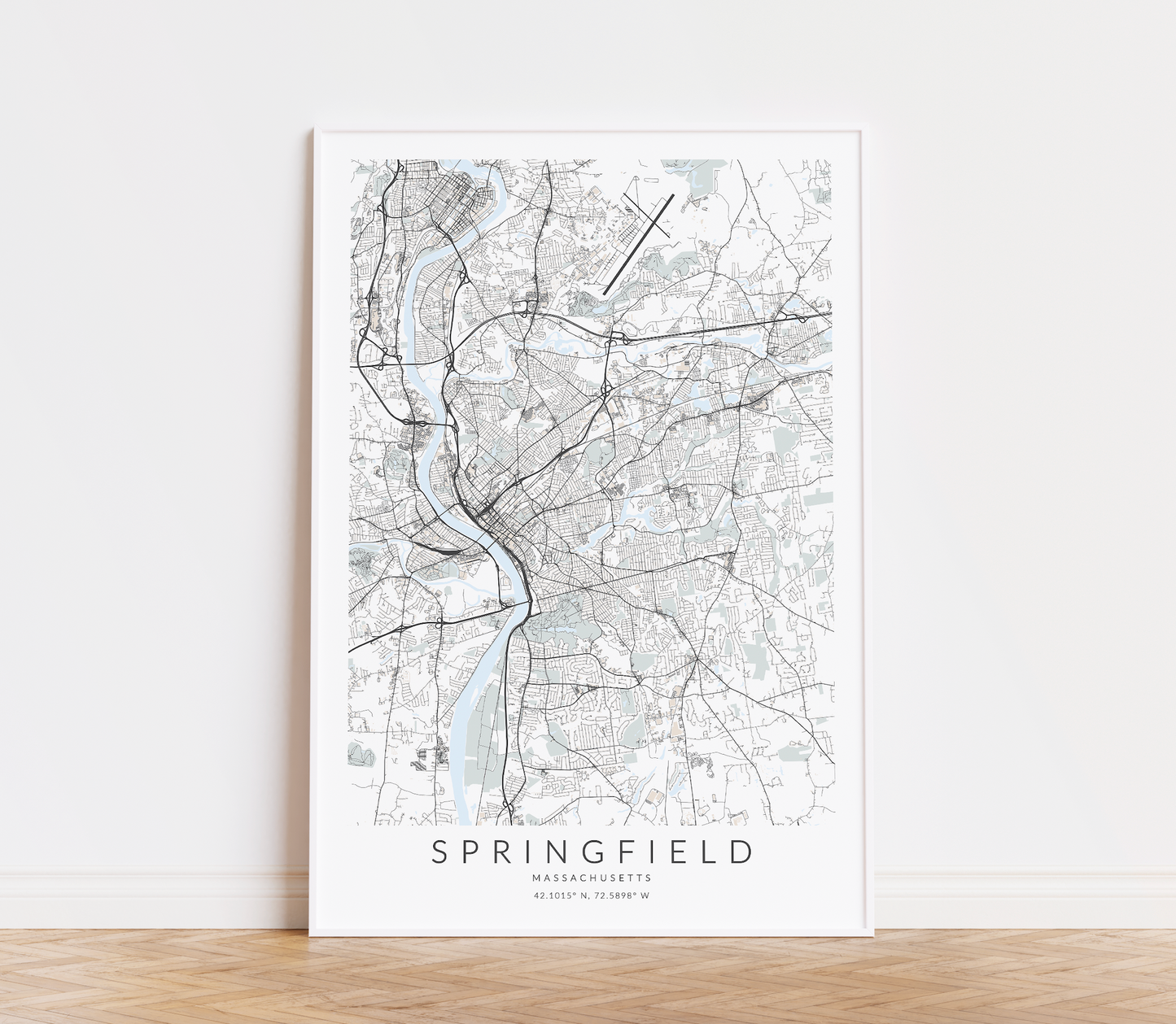 Springfield Massachusetts Map Print