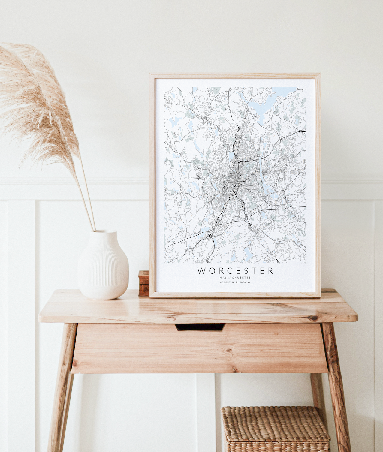 Worcester Massachusetts Map Print