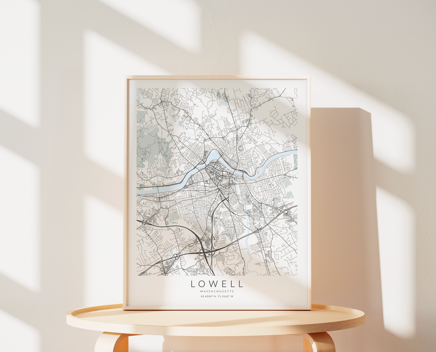 Lowell Massachusetts Map Print