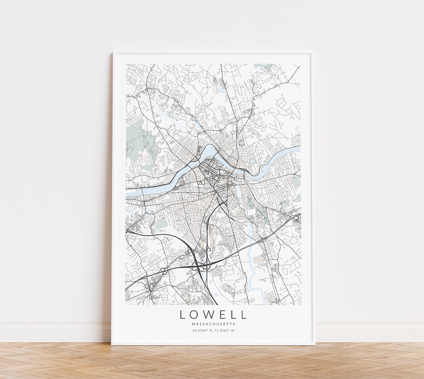 Lowell Massachusetts Map Print