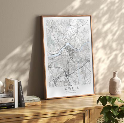 Lowell Massachusetts Map Print