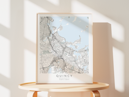 Quincy Massachusetts Map Print