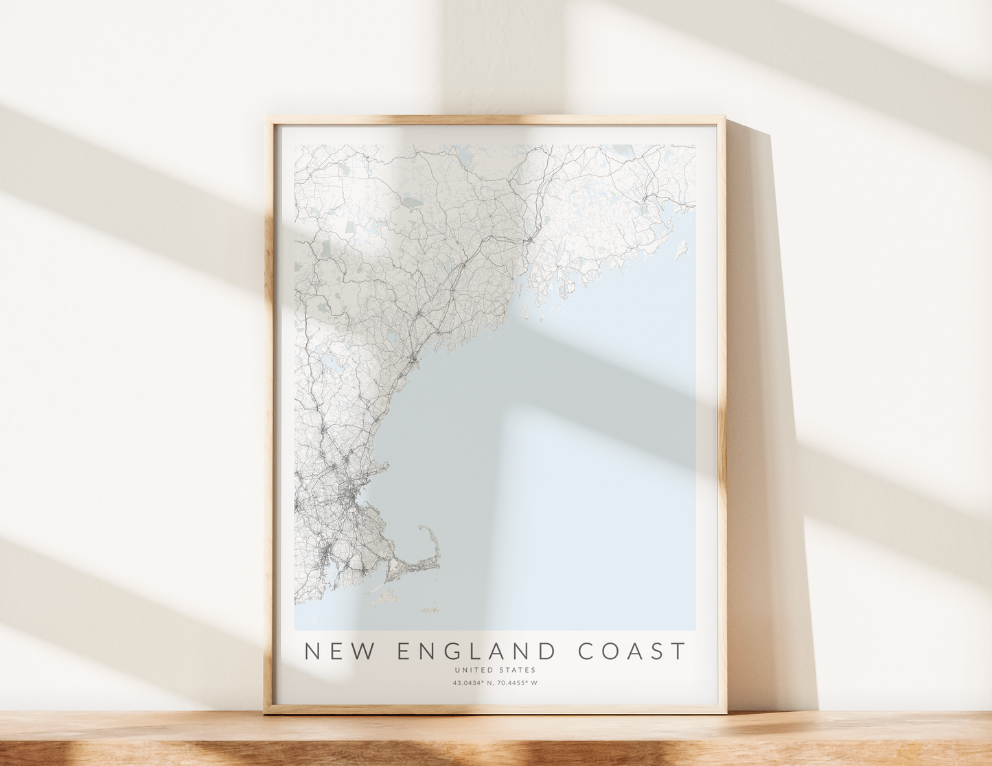 New England Coast Map Print