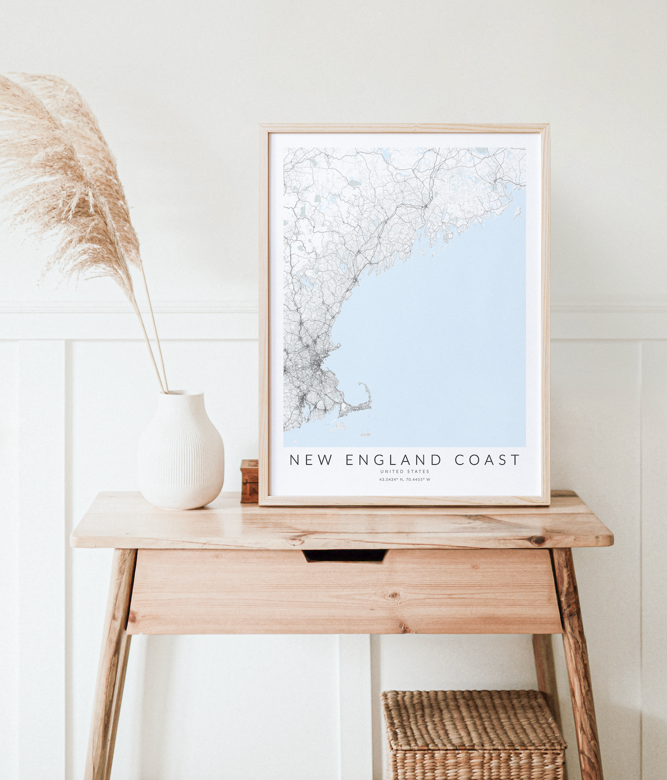 New England Coast Map Print