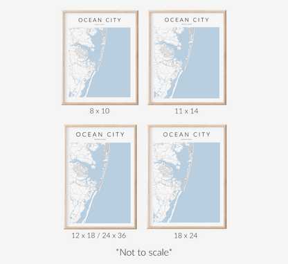 Ocean City Maryland Minimalist Map Print