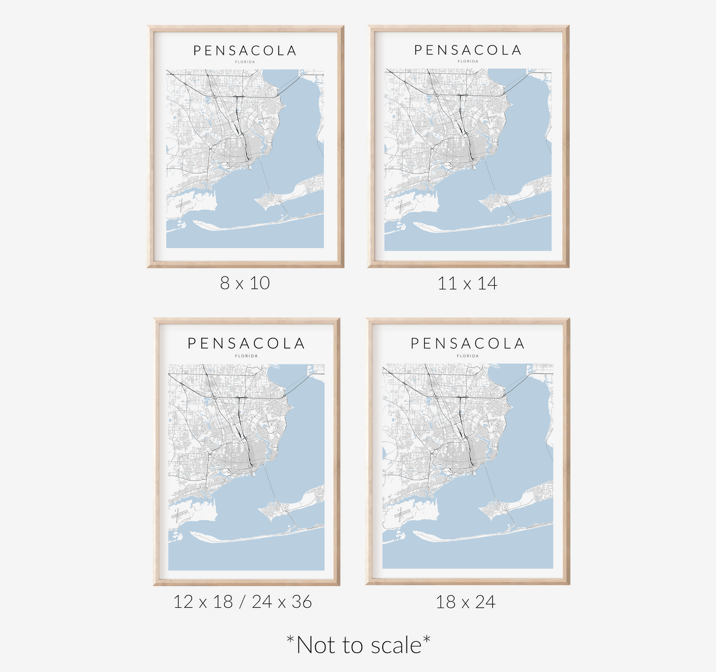 Pensacola Florida Minimalist Map Print