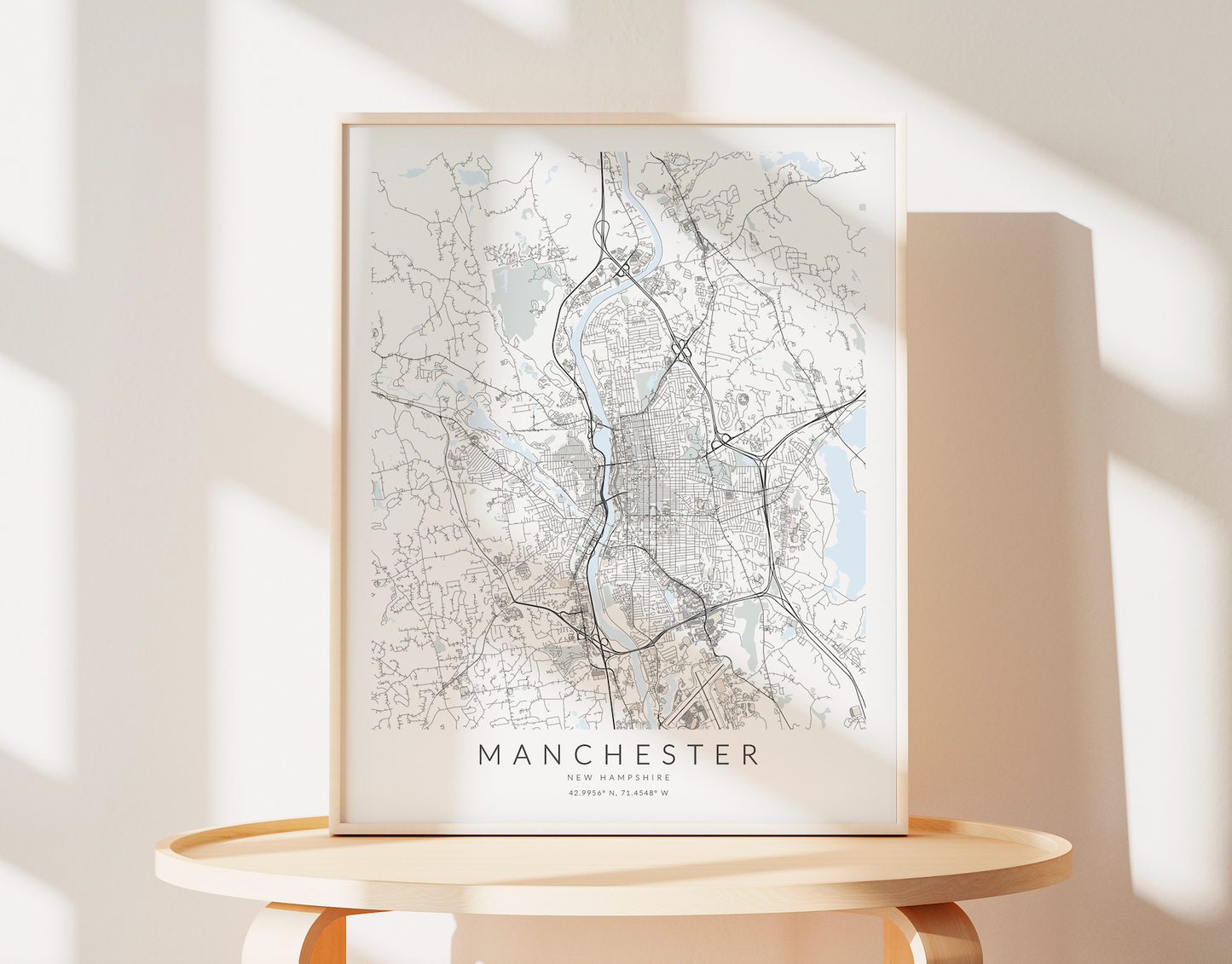 Manchester New Hampshire Map Print