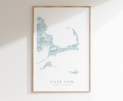 Cape Cod Turquoise Map Print