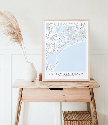 craigville beach cape cod in wood frame on desk