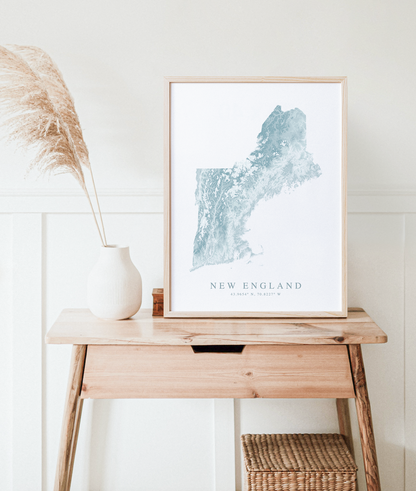 New England Map Print