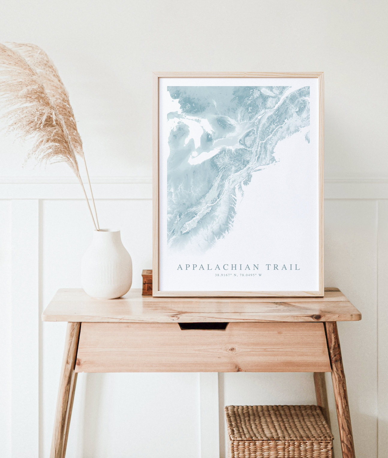 appalachian trail poster in wood frame